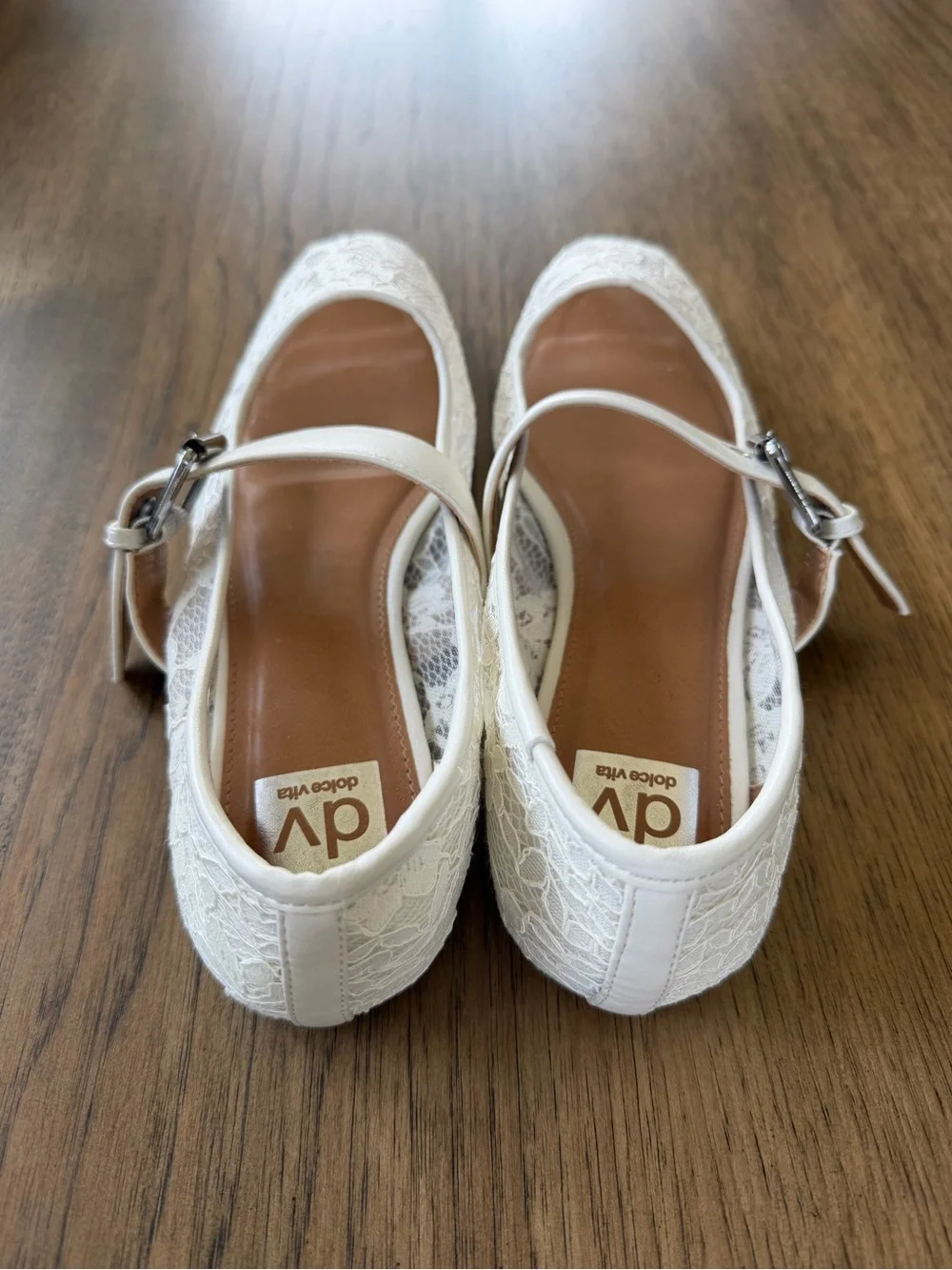 Dolce Vita White Lace Mary Jane Flats with Buckle Strap